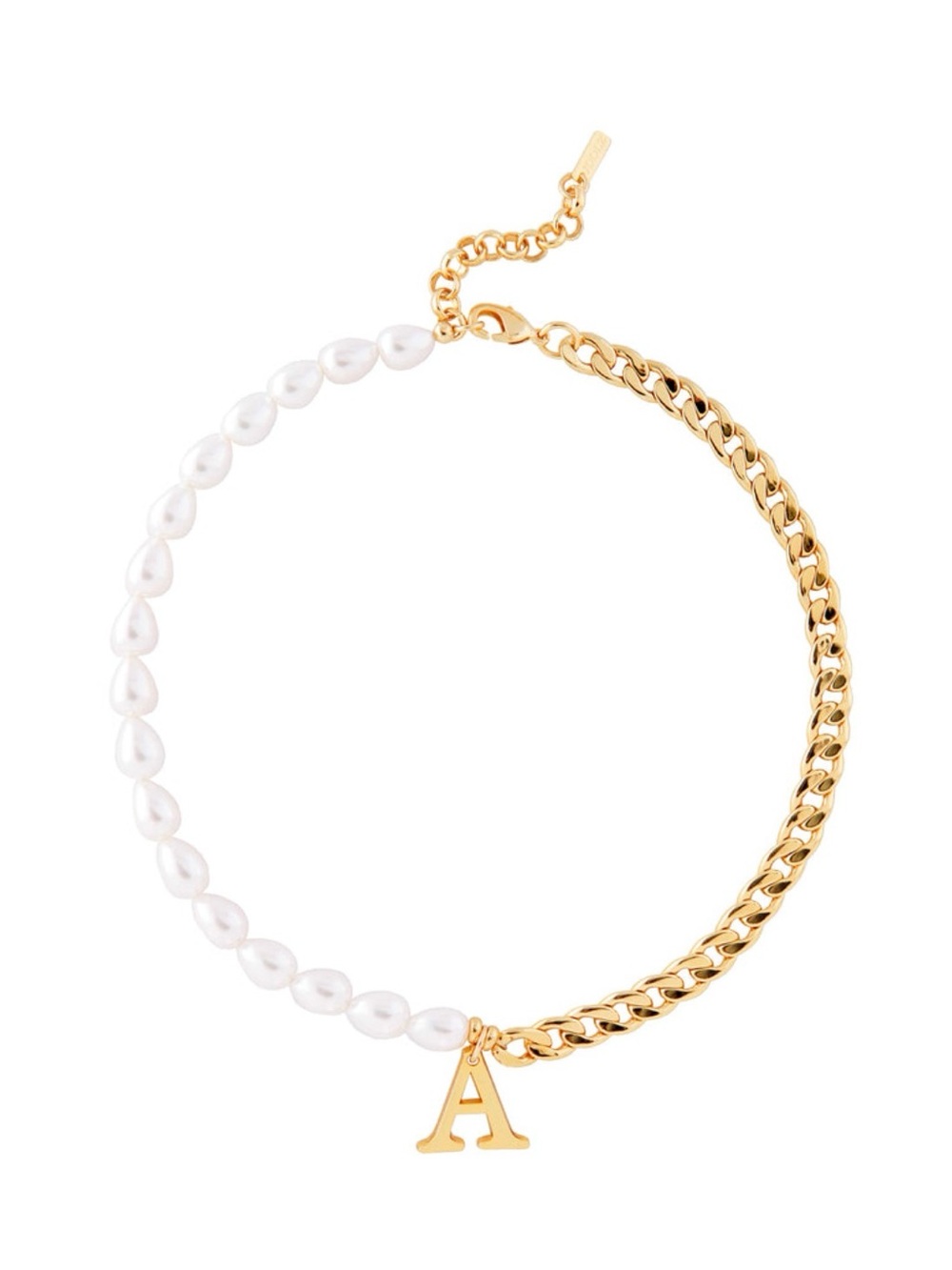 joolz by martha calvo Pearl and Chain Initial A  Necklace Used Once